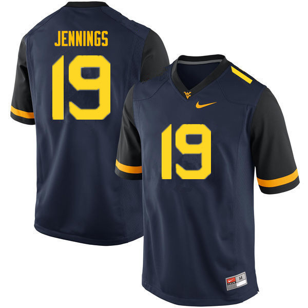 NCAA Men's Ali Jennings West Virginia Mountaineers Navy #19 Nike Stitched Football College Authentic Jersey DB23X30PE